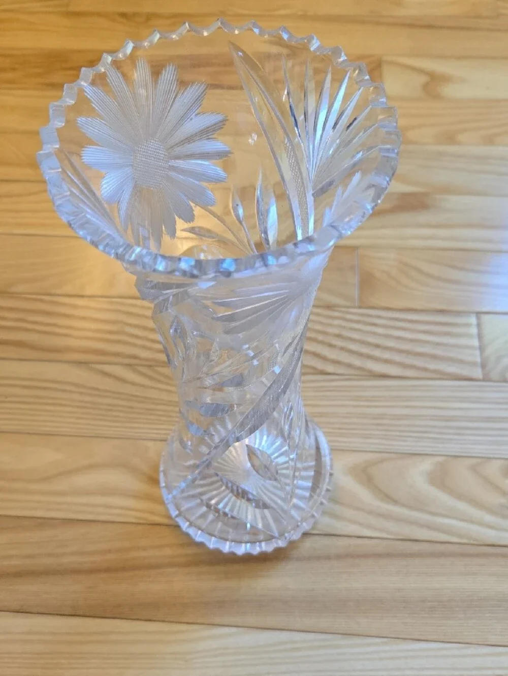 Clear Cut-Glass Floral Vase